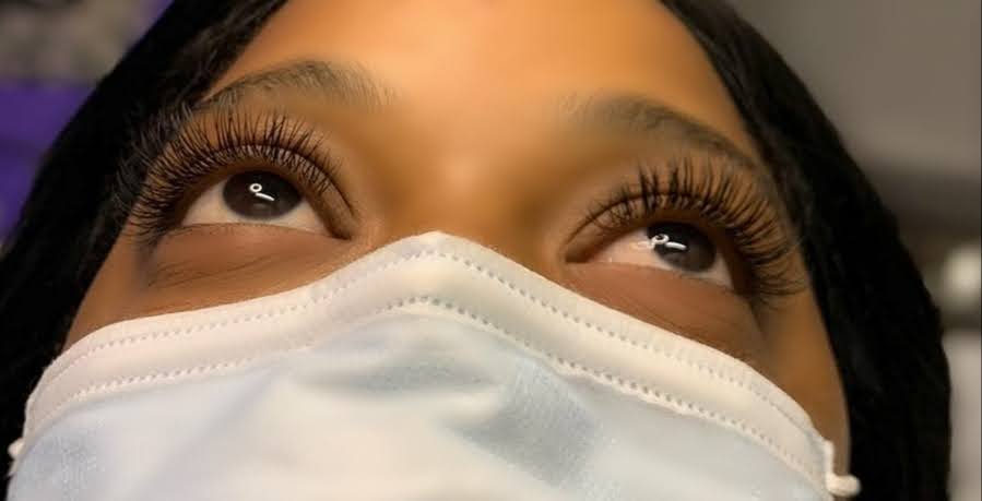 Close-up lash extension result from student training at Lash Box Syosset