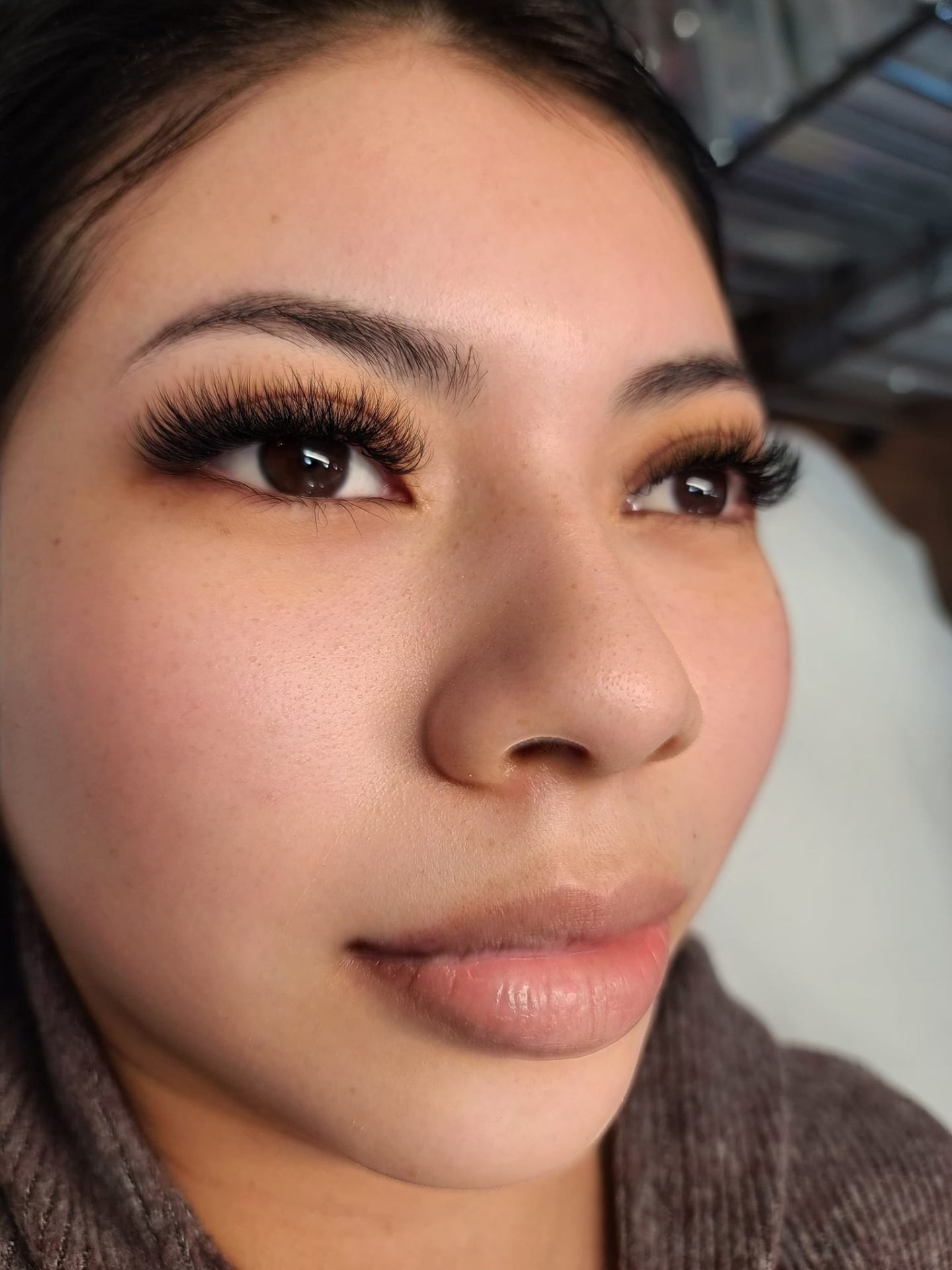 Student lash extension work from hands-on training at Lash Box Syosset